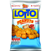 A 35g bag of Loto Corn Snack with Peanut Paste featuring images of peanuts and crunchy puffs on the packaging, offering a delicious nutty flavor in every bite.